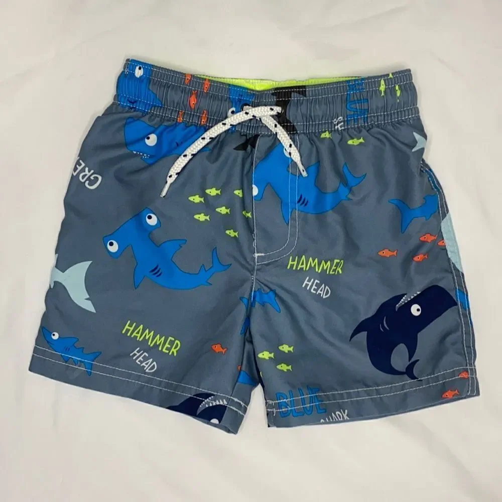 Carters Toddler Boy Grey Shark Print Swim Trunk Size 2T